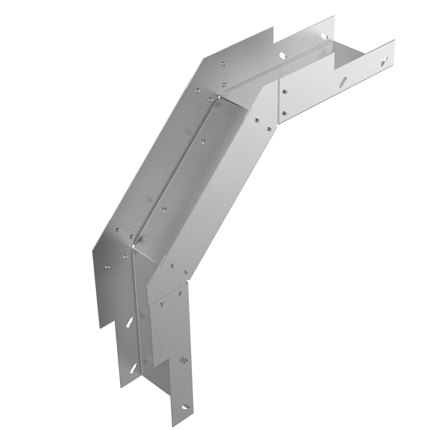 Лоток замковый глухой КСЗГ 150х50-90 УТ1,5 для поворота трассы вниз на 90, горячее цинкование, S1,5
